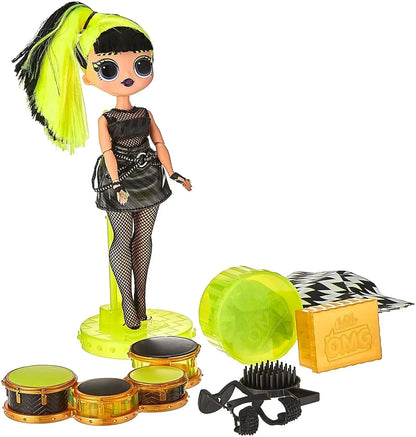 L.O.L. Surprise! OMG Remix Rock Bhad Gurl Fashion Doll with 15 Surprises Including Drums, Outfit, Shoes, Stand, Lyric Magazine, and Record Player Playset - Jaiman Toys