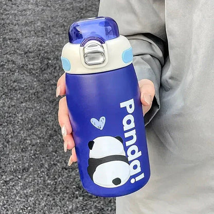 Hey Panda Water Bottle With Straw 650 ML (Blue) - Jaiman Toys