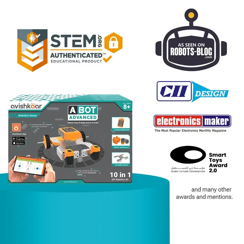 Avishkaar ABot Advanced 10-in-1 DIY STEM Metal Robotics Kit | Build & Code Robots | Ages 8+
