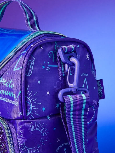 Smiggle Harry Potter Double Compartment Insulated Lunch Box with Adjustable Shoulder Strap | Premium School Lunch Bag for Kids | Purple