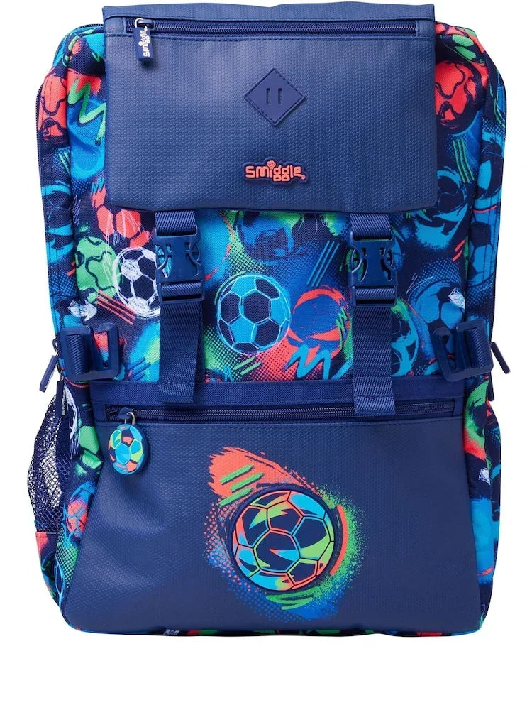 Smiggle School Bag : Football Colorful & Stylish 18 Inch Backpack for Kids - Jaiman Toys