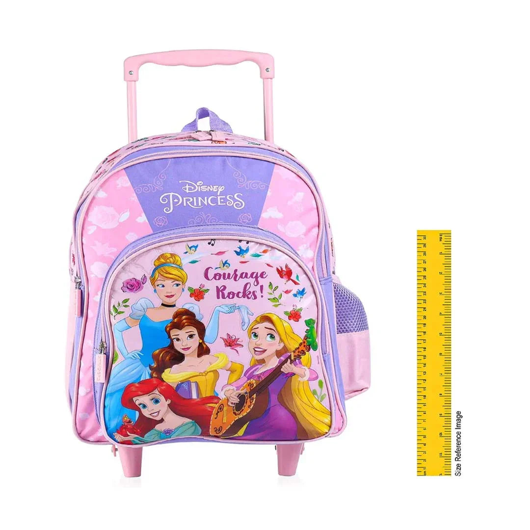 STRIDERS Disney Princess Trolley School backpack with PVC embossed Front Pocket Pink and Purple - 16 inches - Jaiman Toys