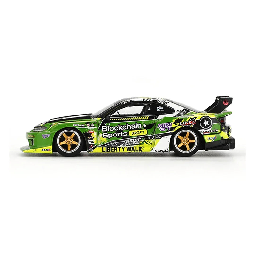 Mini GT 1:64 BLISTER Pack Nissan LB-Super Silhouette S15 Silvia #555 V2 2024 Formula Drift Japan RHD – Diecast Scale Model Car Collectible