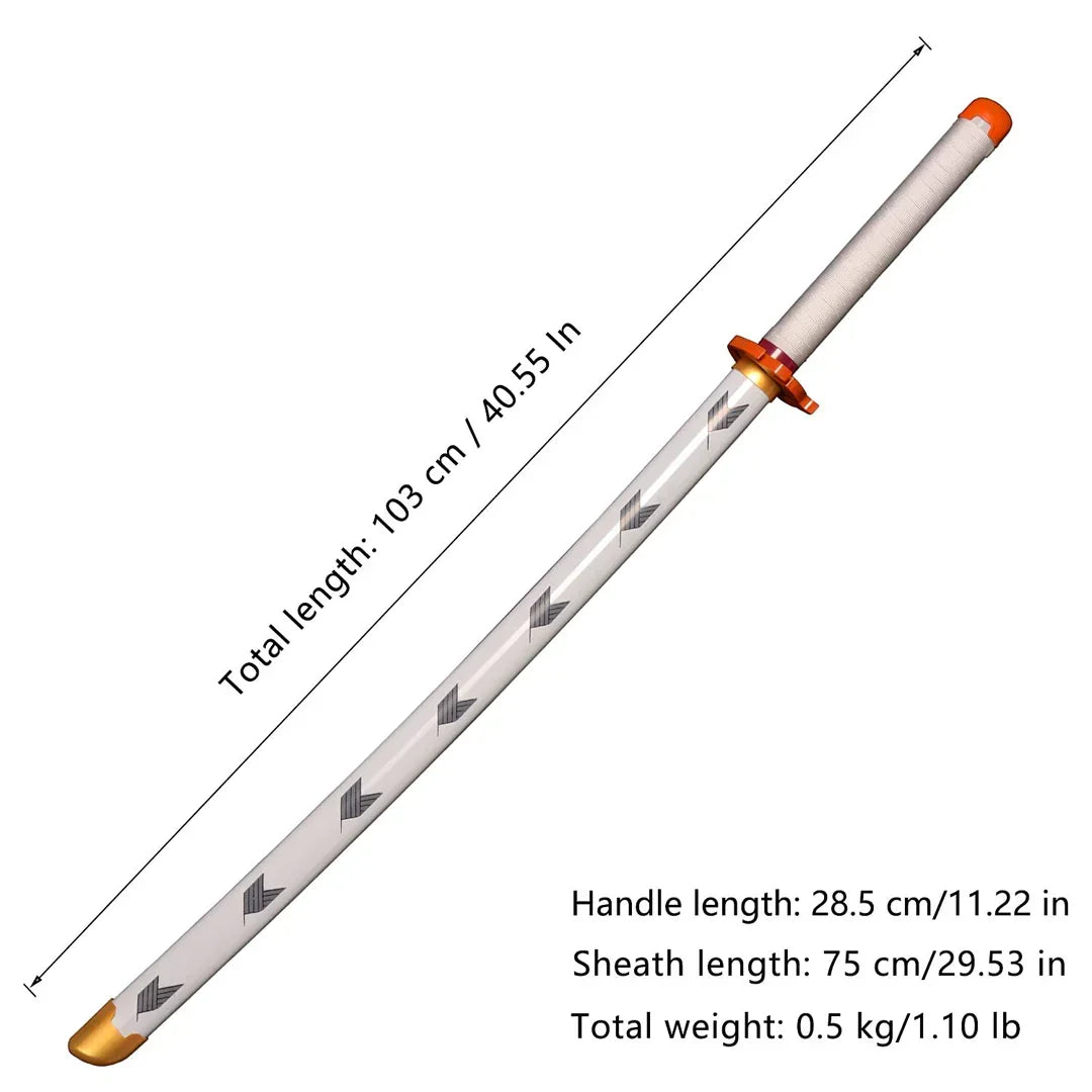 Demon Slayer Rengoku Kyojuro Samurai Sword – Flame Pillar Wooden Katana With Light Effect | Anime Cosplay Prop Sword for Kids & Collectors (Black & Red Blade)