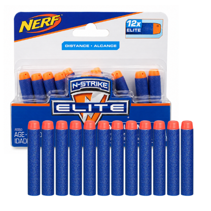 (Box Damaged Only) Nerf N-Strike Elite Distance Darts Refill Pack – 12 Elite Foam Darts for Nerf Elite Blasters | Official Hasbro Refill Ammo | Blue & Orange |