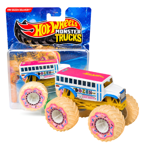 Hot Wheels Monster Trucks Dozen Delivery Die-Cast Monster Truck | Oversized Donut Wheels | 1:64 Scale Collectible Toy Vehicle for Kids & Collectors | Mattel
