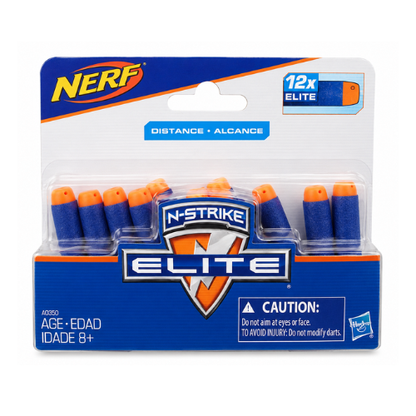 (Box Damaged Only) Nerf N-Strike Elite Distance Darts Refill Pack – 12 Elite Foam Darts for Nerf Elite Blasters | Official Hasbro Refill Ammo | Blue & Orange |