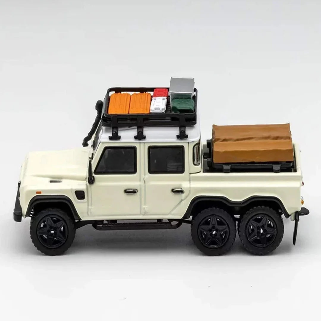 GCD 1:64 Scale Off-Road 6x6 Defender Pickup Diecast Model Car (286) | Alloy Miniature Collector Truck with Roof Rack & Cargo Cover