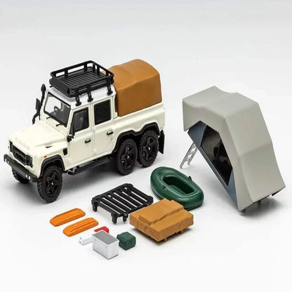 GCD 1:64 Scale Off-Road 6x6 Defender Pickup Diecast Model Car (286) | Alloy Miniature Collector Truck with Roof Rack & Cargo Cover