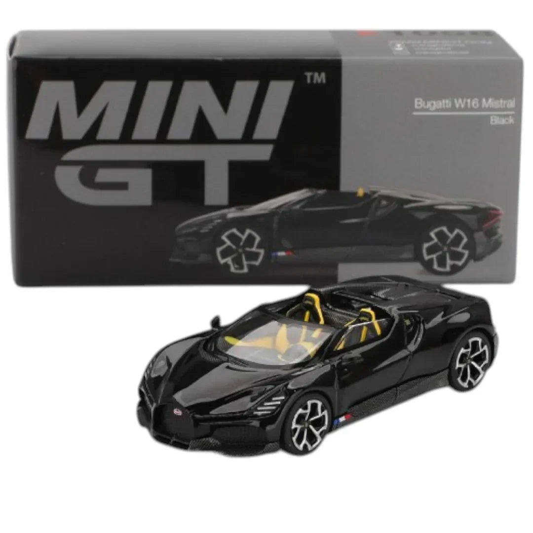 Mini GT 1:64 Racing Duo Diecast Set – Roxy Porsche 911 GT3 R #77 IMSA + Bugatti W16 Mistral Black Collectibles