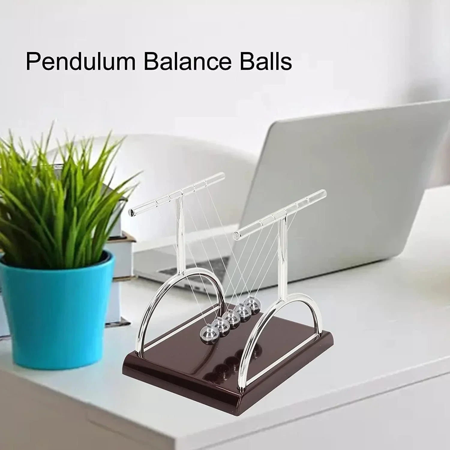 Jaiman Toys Cradle Pendulum | Metal Perpetual Motion Toy & Swing Balance Collision 5 Ball | Figurine Physics Gadget with Polished Plastic Base & Nylon - Jaiman Toys