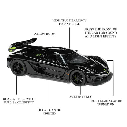 JOY JUNCTION 1:32 Diecast Supercar Toy Car with Opening Doors & Bonnet – Premium Metal Model in Orange, White & Black
