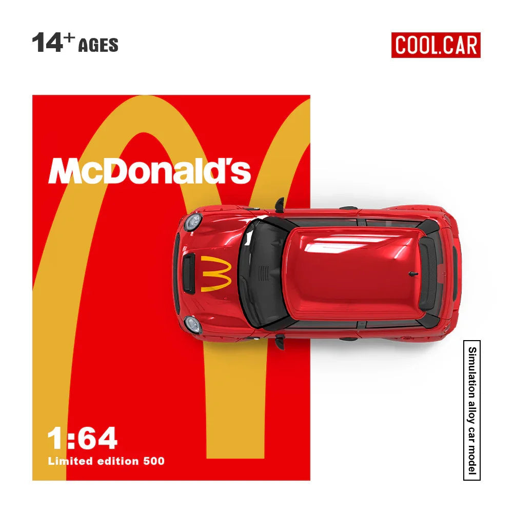 Cool Car 1:64 Mini Cooper McDonald's Livery Diecast Model Car with Display Box & Figure – Limited Collector's Edition