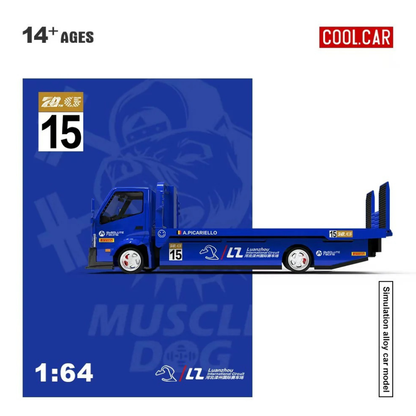 Cool Car 1:64 Hino H300 Transport Trailer (Blue) | Premium Diecast Flatbed Car Hauler | H300 Series