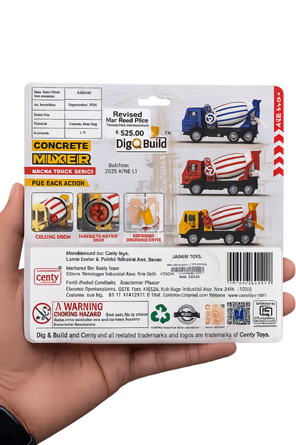 Centy Magna Concrete Mixer Pull Back Construction Toy Truck for 3Y+ Assorted Colours