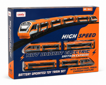 Centy Nav Bharat Electric Saffron Express Toy Train Set | Battery Operated | Age 3+