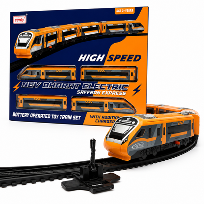 Centy Nav Bharat Electric Saffron Express Toy Train Set | Battery Operated | Age 3+