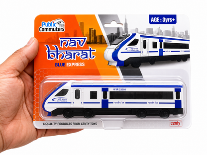 Centy Nav Bharat Blue Express Pull Back Train Toy for Kids | Friction Powered Railway Train | 3+ Years