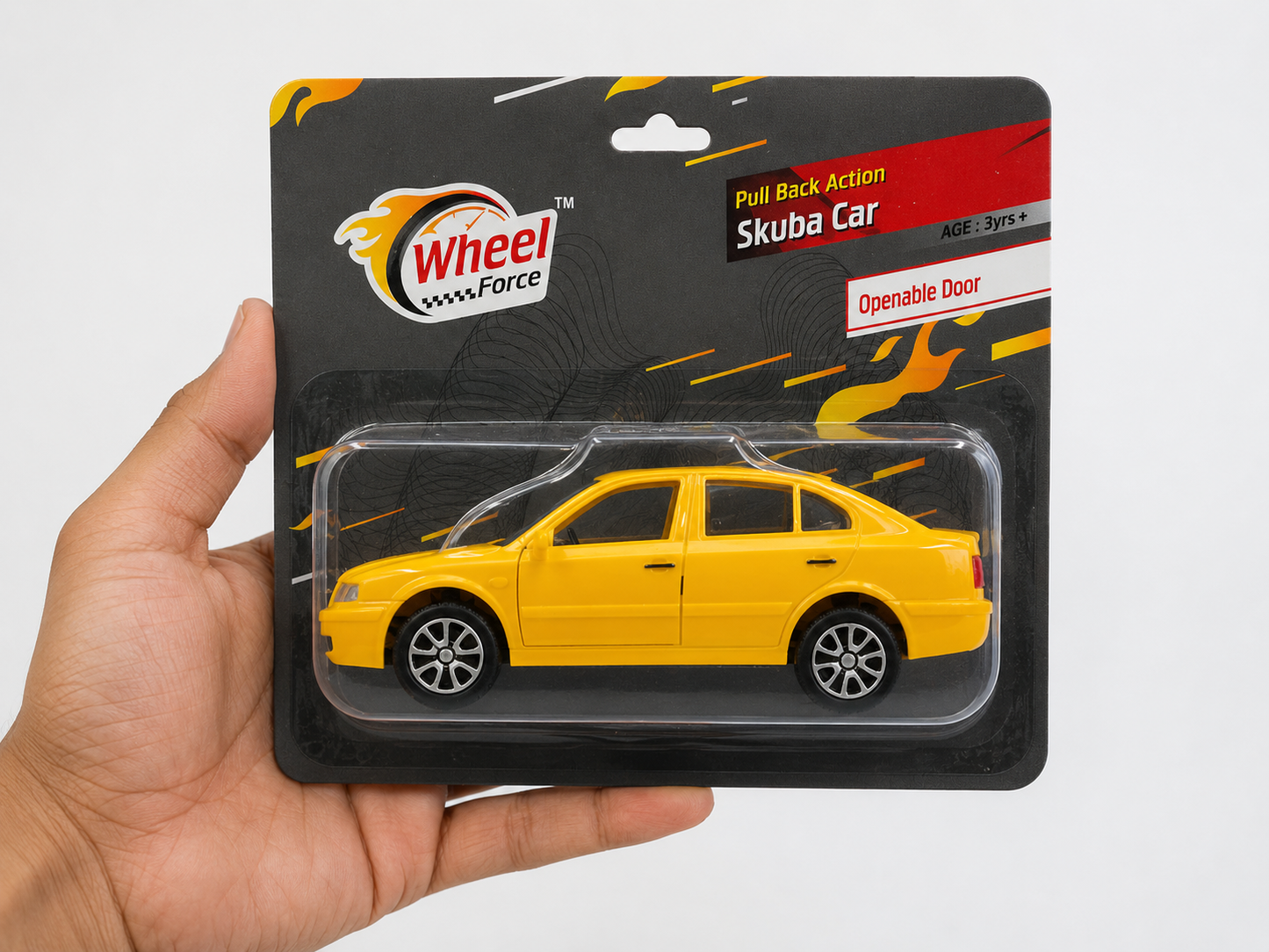 Centy Pull Back Action Skuba Car 16cm with Openable Doors – Die Cast Toy Car for Kids 3+ Years – Yellow