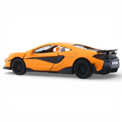 RMZ City 1:36 McLaren 600LT Diecast Car Model – Opening Doors, Pull Back Metal Body Supercar (Blue & Orange Variants)
