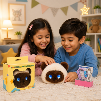 AI Dazi Interactive AI Plush Cute Kitten | Smart AI Table Companion with Animated LED Display Eyes | Rechargeable Plush Toy | Intelligent AI Pet for Kids & Adults