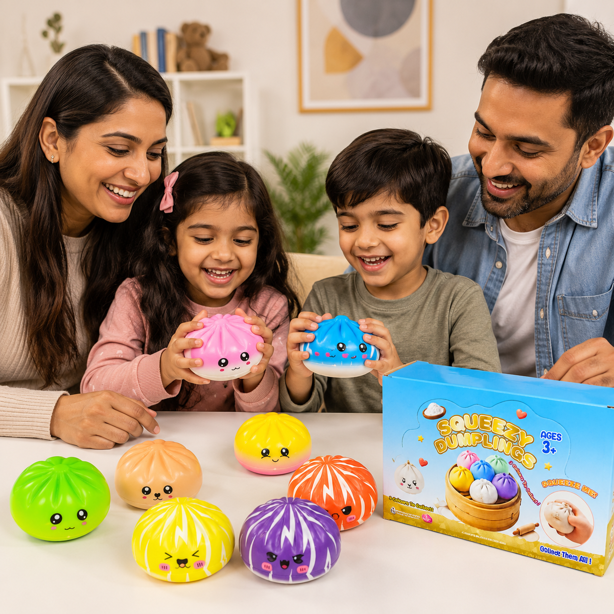 Squeezy Dumpling Momos & Rainbow Mystery Mix Squishy Toy | Slow Rising Stress Relief Squeeze Toy | Cute Collectible Surprise Design | Random 1 Piece Sent