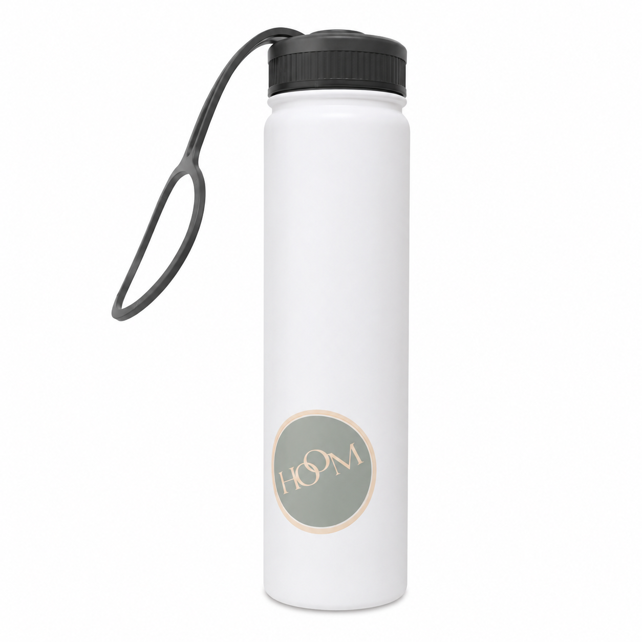 HOOM Vacuum Insulated Stainless Steel Sports Sipper Water Bottle 750ml | Double Wall Flask | Powder Coated Hammer Finish | Flip-Top Leakproof Cap | Hot & Cold Water Bottle for Office, Gym, Travel & Outdoor | White