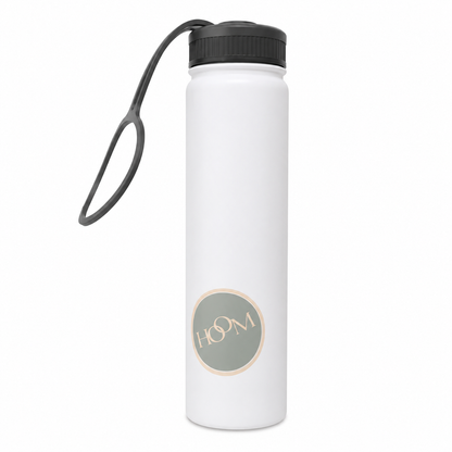 HOOM Vacuum Insulated Stainless Steel Sports Sipper Water Bottle 750ml | Double Wall Flask | Powder Coated Hammer Finish | Flip-Top Leakproof Cap | Hot & Cold Water Bottle for Office, Gym, Travel & Outdoor | White
