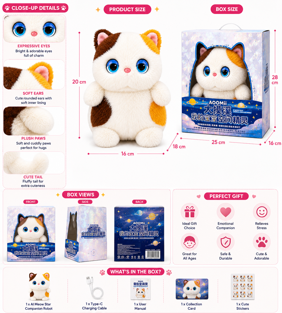 Breatoi! Smart AI Companion Robot Pet | Voice Chat, Emotional Interaction, App-Controlled Desktop AI Robot | Wi-Fi & Bluetooth Interactive Smart Companion for Kids & Adults - Luna