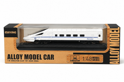 Shenzhen High-Speed Bullet Toy Train | Die-Cast Metal Railway Train with Display Base | White Train Toy for Kids & Collectors