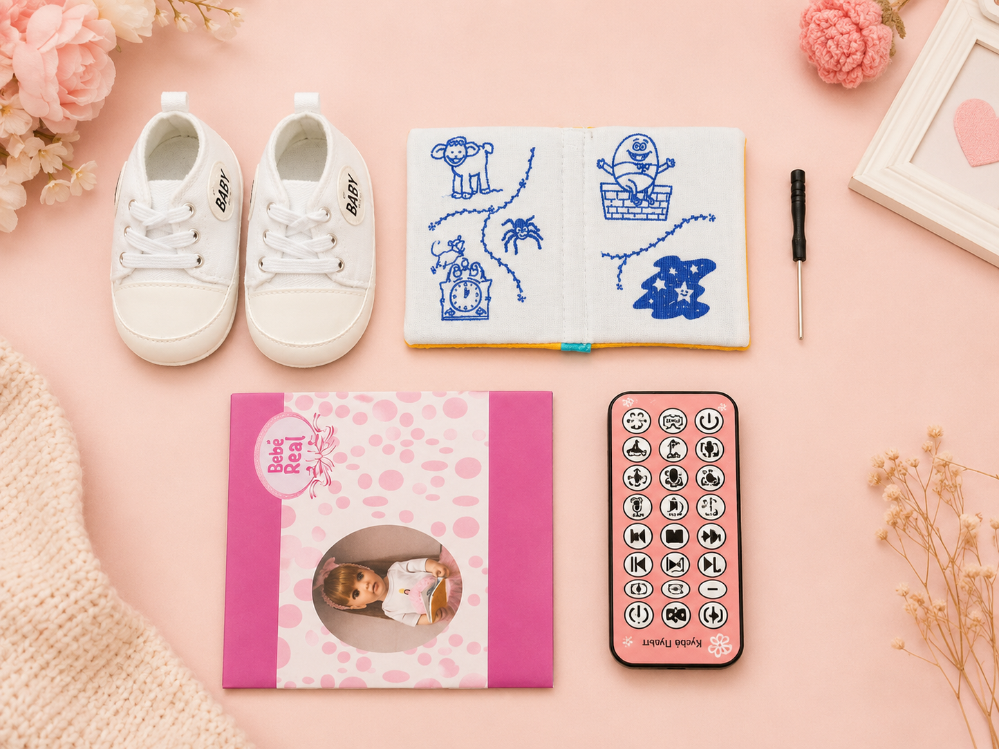 Interactive Baby Girl Doll with Remote Control, Story Book, Shoes & Sound Features | Pink Dress