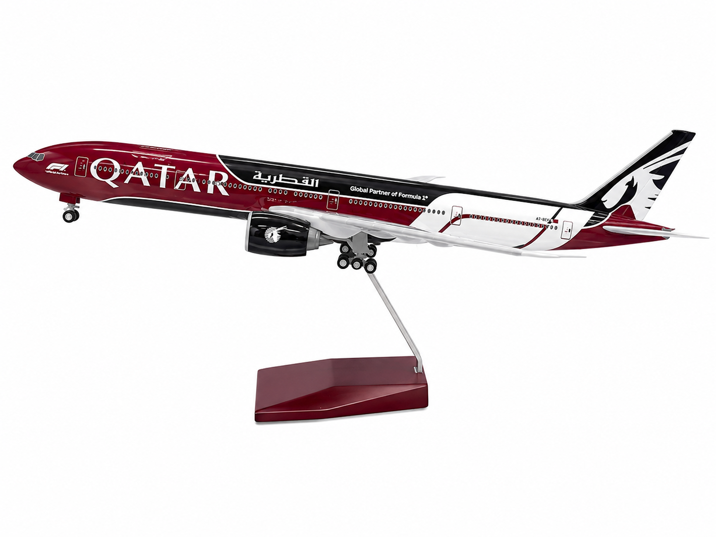 Qatar Airways Boeing 777 1:160 Scale Diecast Aircraft Display Model with LED Light | Premium Collectible Airplane Replica with Display Stand