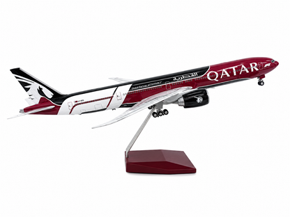 Qatar Airways Boeing 777 1:160 Scale Diecast Aircraft Display Model with LED Light | Premium Collectible Airplane Replica with Display Stand