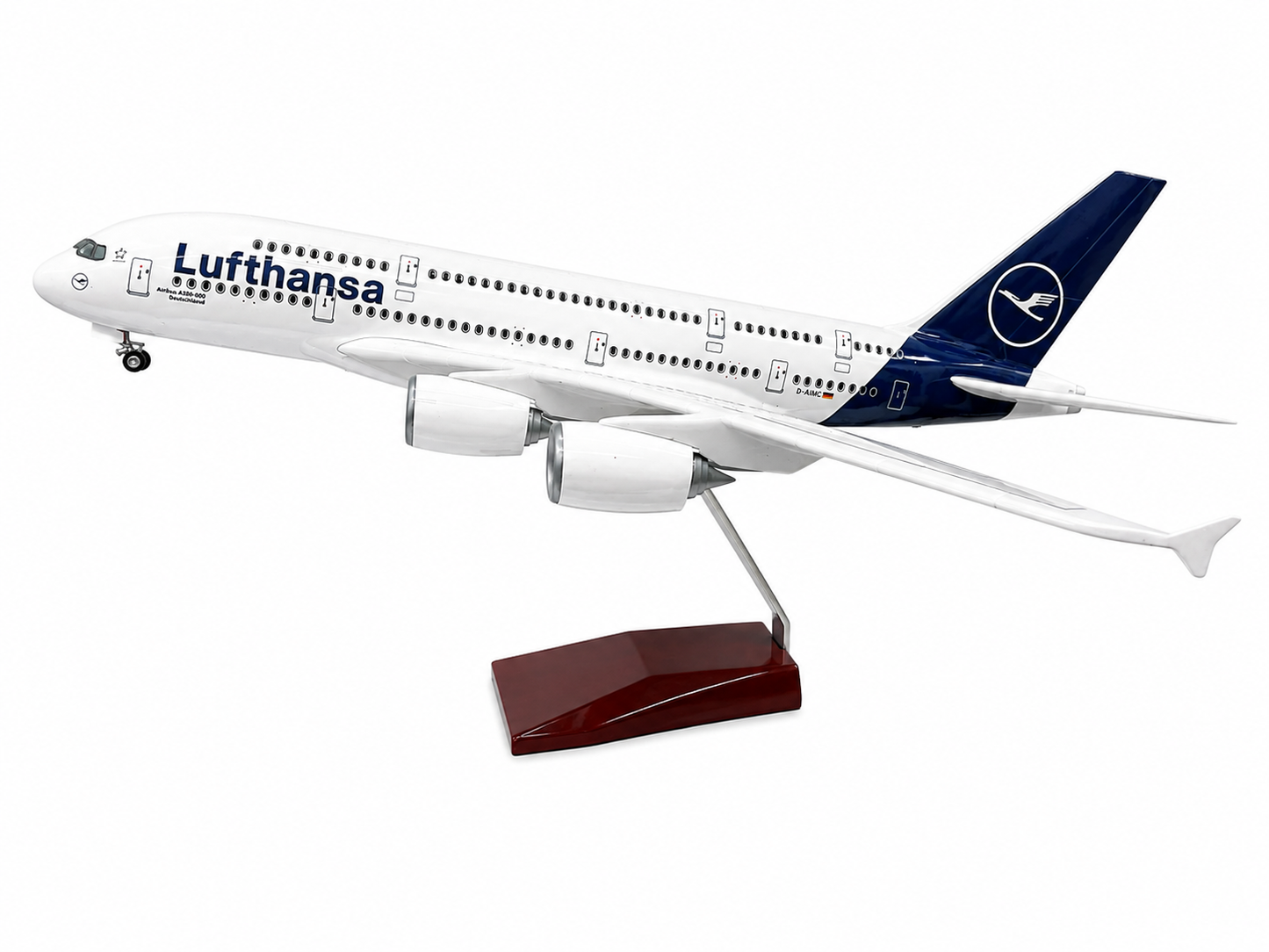 Lufthansa Airbus A380 1:160 Scale Diecast Aeroplane Display Model with LED Light | Premium Aircraft Replica with Display Stand
