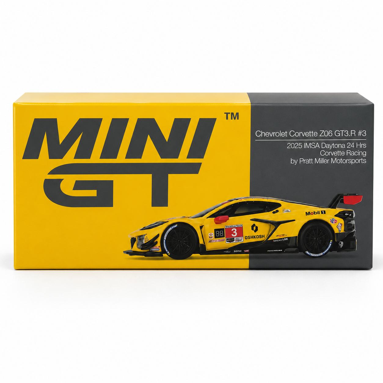 Mini GT 1:64 Chevrolet Corvette Z06 GT3.R #3 2025 IMSA Daytona 24 Hrs Pratt Miller Motorsports Diecast Model Car