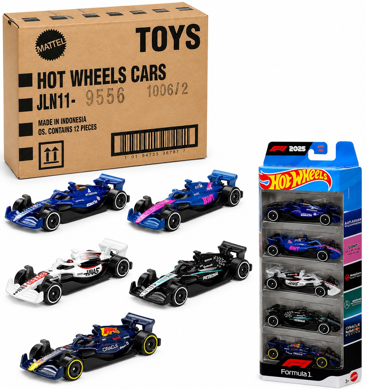 Hot Wheels Formula 1 5-Pack Diecast Cars Set (2025) | Official F1 Team Collection | Pack of 5 Racing Cars