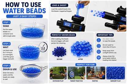 Water Gel Beads Ammo Refill (7-8mm) for Gel Blaster Toy Guns – Eco-Friendly Non-Toxic Water Bombs for Outdoor Play & Sensory Toys