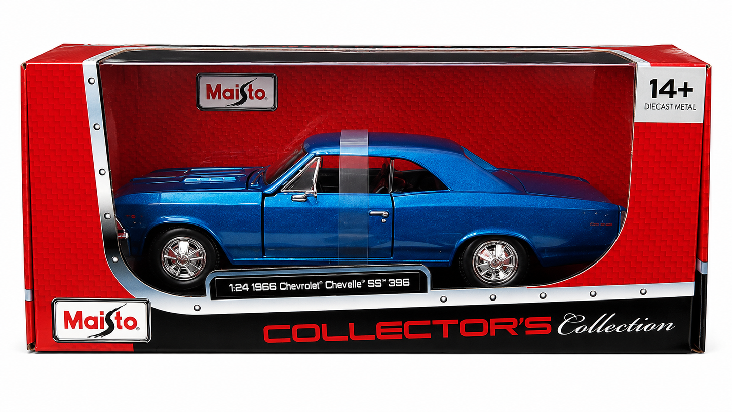 Maisto 1966 Chevrolet Chevelle SS 396 1:24 Die-Cast Model Car | Collector's Collection | Blue Classic Muscle Car