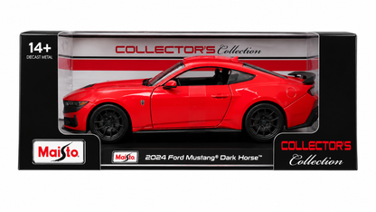 Maisto 2024 Ford Mustang Dark Horse 1:24 Die-Cast Model Car | Collector's Collection | Red