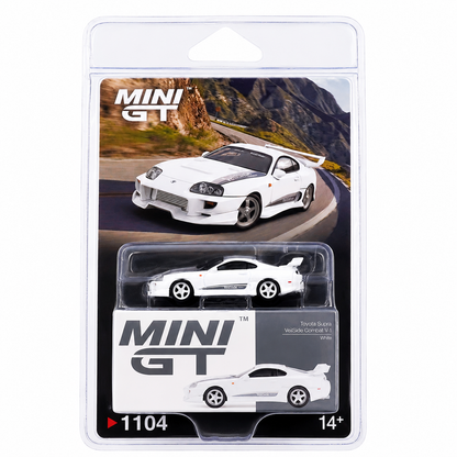 MINI GT 1:64 (Blister Pack) Toyota Supra VeilSide Combat V-I White Diecast Model Car | Collectible Display Edition #1104