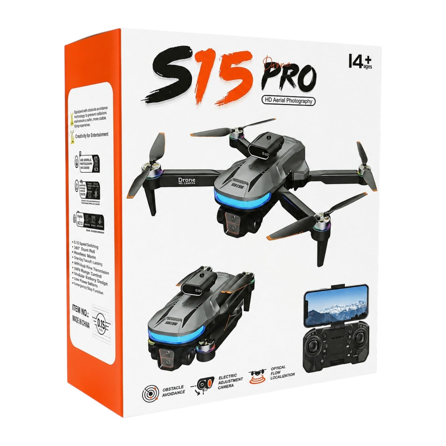 S15 Pro Foldable GPS Drone with HD Camera, 50X Zoom, Intelligent Obstacle Avoidance, Electric Camera Adjustment, Optical Flow Localization, Speed Switching & HD Aerial Photography RC Quadcopter