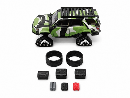 GCD 1:64 Toyota 4Runner Widebody Pre-Runner Camo Diecast Model Car with Snow Tracks & Roof Rack
