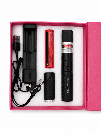 Rechargeable Green Laser Pointer Pen with Key Lock, USB Charger & Interchangeable Filter | Portable Presentation & Astronomy Tool