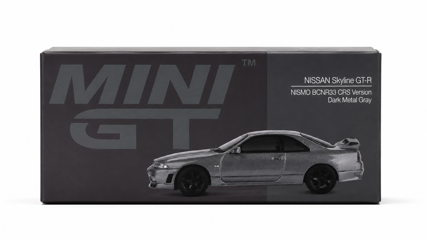 MINI GT 1:64 Nissan Skyline GT-R NISMO BCNR33 CRS Version Dark Metal Gray Die-Cast Model Car