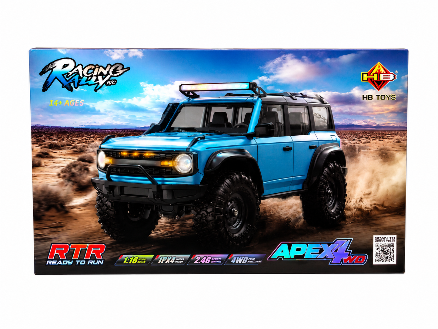 HB Toys Apex 4WD RC Off-Road Truck R1602 1:16 Scale 2.4GHz Remote Control Rock Crawler | Ready-to-Run