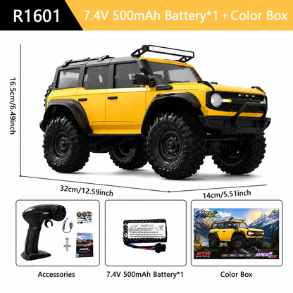 HB Toys Apex 4WD RC Off-Road Truck R1601 1:16 Scale 2.4GHz Remote Control Rock Crawler | Yellow Edition