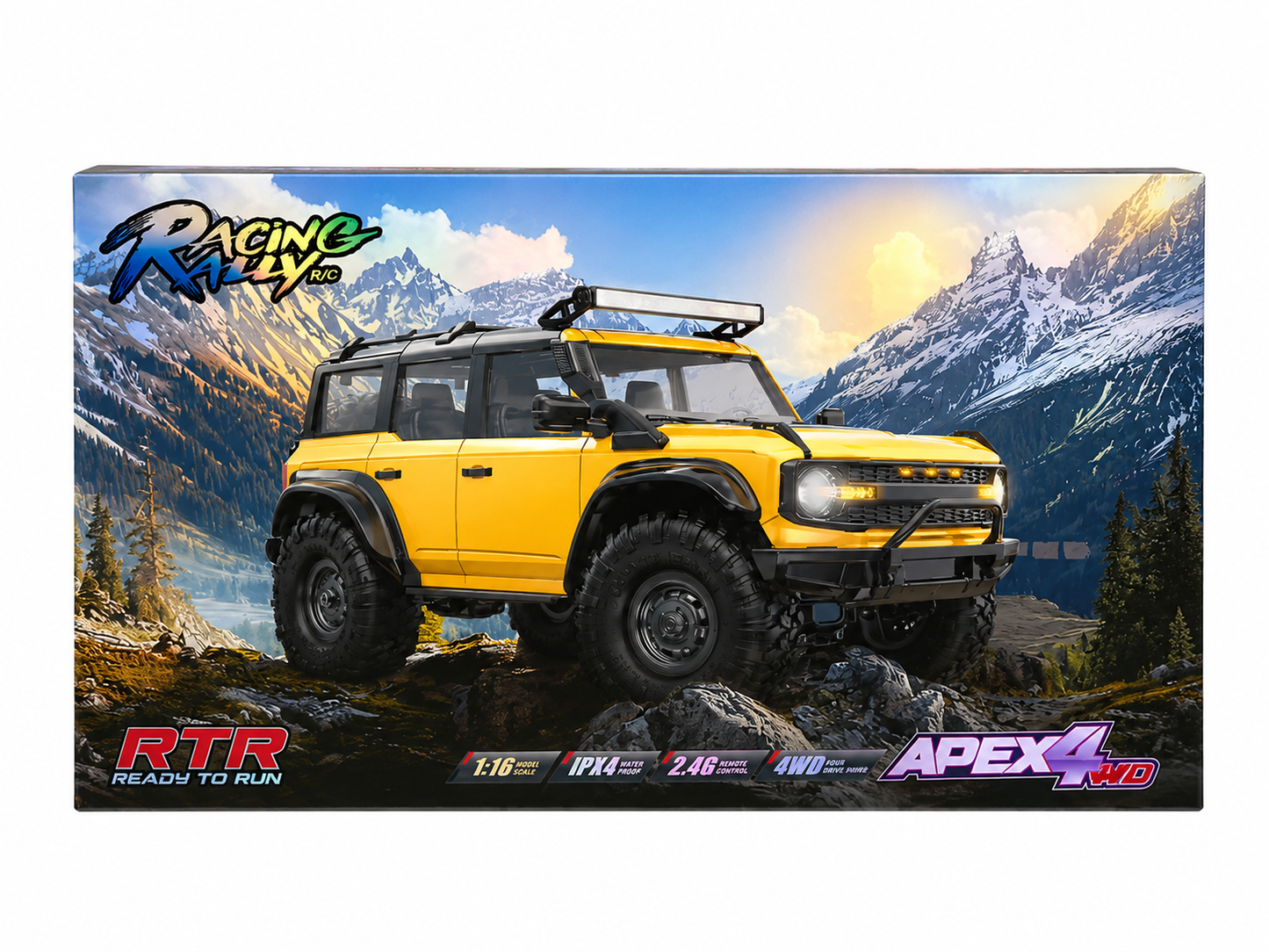 HB Toys Apex 4WD RC Off-Road Truck R1601 1:16 Scale 2.4GHz Remote Control Rock Crawler | Yellow Edition