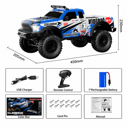 HB Toys Climbing Beast RC-11 1:10 Scale 4x4 Off-Road Remote Control Monster Truck | Blue Edition