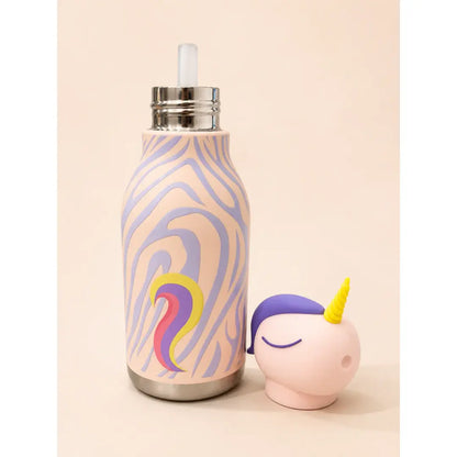 AFRESH 365 Unicorn Stainless Steel Vacuum Insulated Water Bottle 450ml (16oz) with Straw & Cleaning Brush iN 2 Design Variants