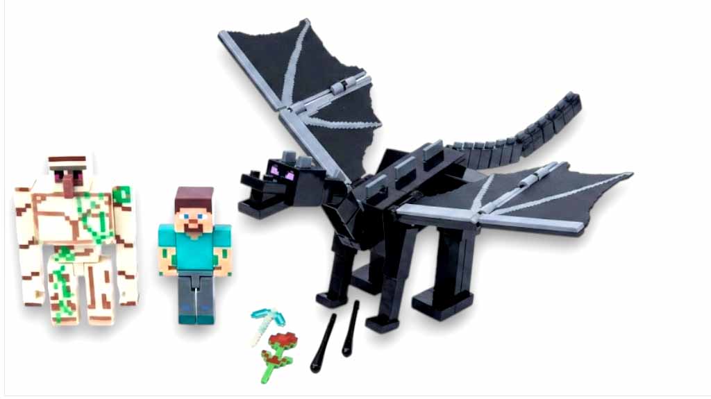 Minecraft Dungeons Ender Dragon Battle Set with Steve, Iron Golem & Accessories
